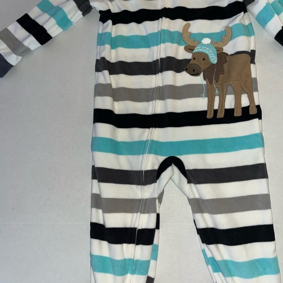 Carter’s Simple Joy 3T Striped Blue Gray Blue 1 Piece Winter Cute Winter Moose - Picture 5 of 10
